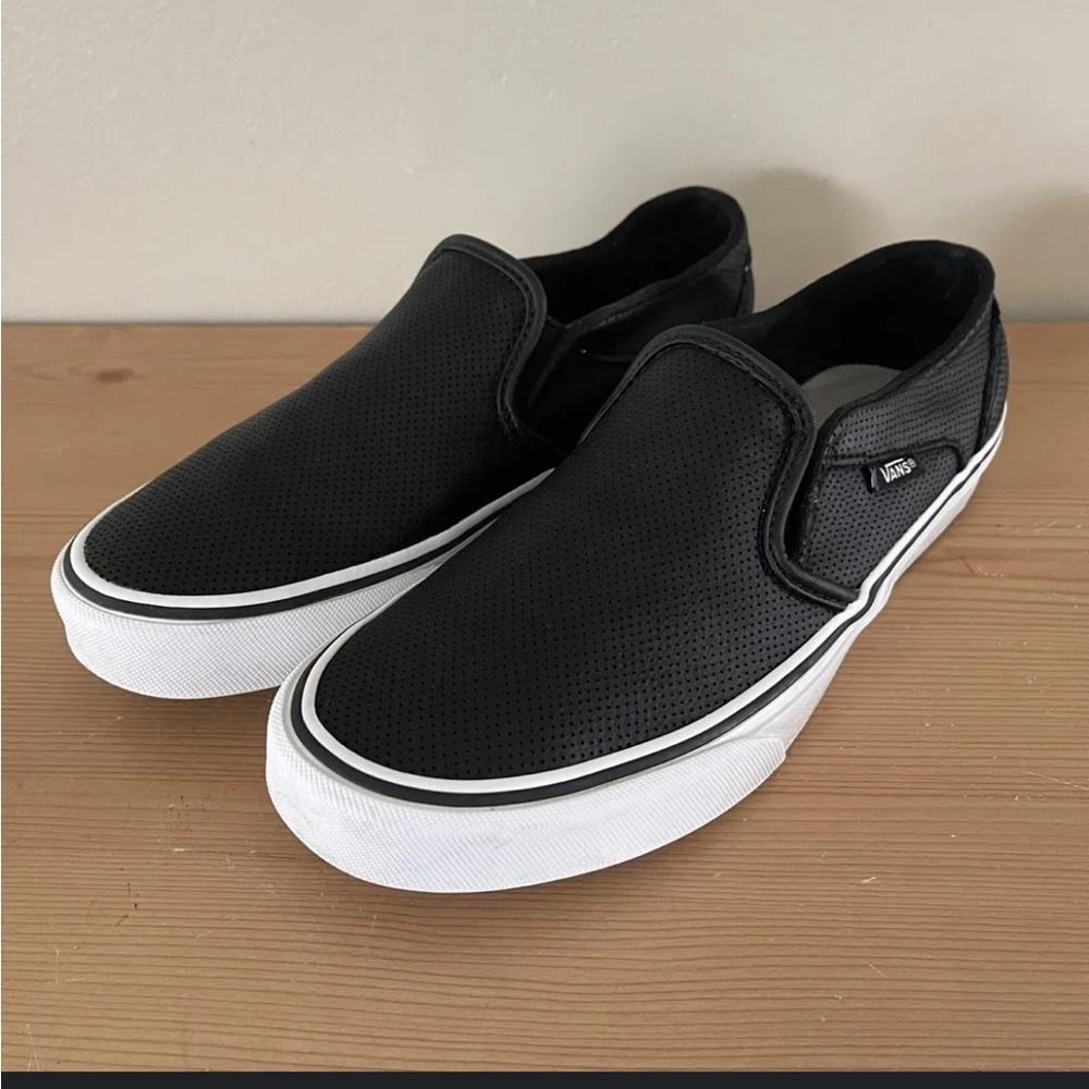 Vans leather slip on sneakers. Size 10